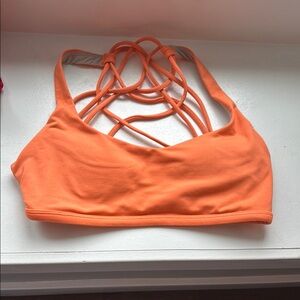 lululemon athletica Vibrant Orange Strappy Sports Bra Free to Be size 4